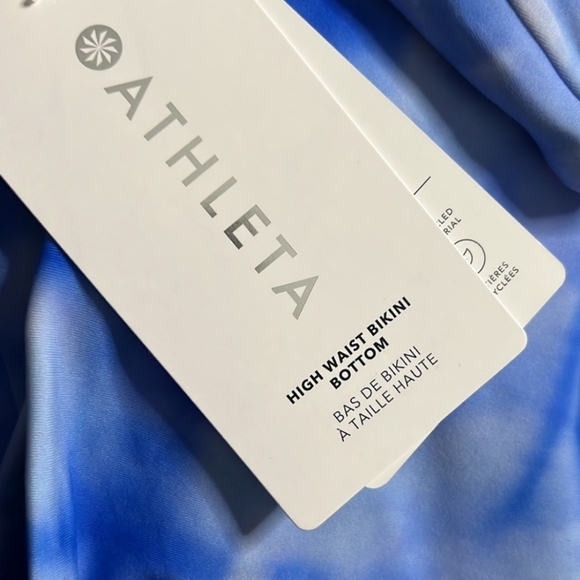 Athleta High Waisted Bikini Bottom Tie Dye Blue Size Medium NEW SU054 - Picture 3 of 6